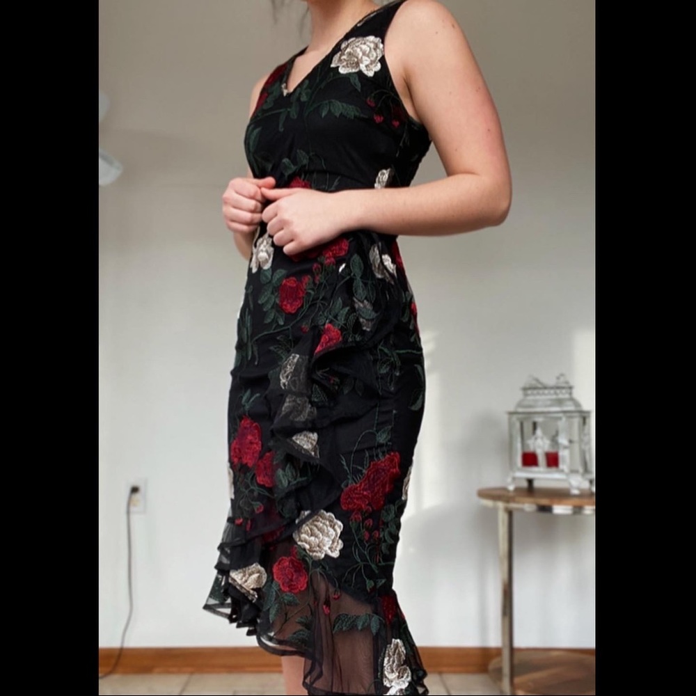Gianni Bini, Embroidered Rose Dress